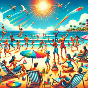 Vibrant Summer Beach Party Scene | Fun, Sun & Joy on the Shore
