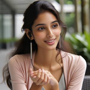 South Asian Woman Engaging in Conversation
