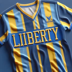 1950s Style Blue Soccer Jersey with Yellow Stripes - Liberty