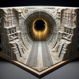 Intricate Miniature Model of Endless Mine Shaft Tunnel with Infinity Mirror Illusion