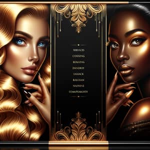 Luxurious Beauty Studio Services | Elegant Women on Black Banner