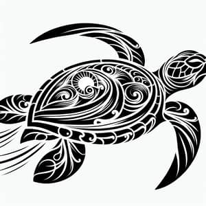 Elegant Monochrome Sea Turtle Tattoo Inspired by Polynesian Art