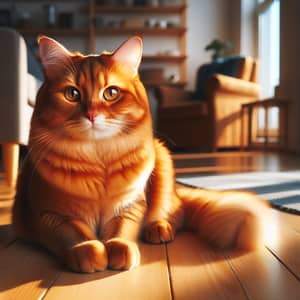 Bright Orange Cat Basking in Sunlight | Cozy Home Scene