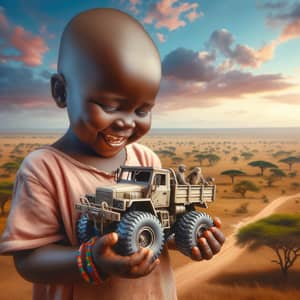Enchanting Image of African Child with Miniature Vehicle