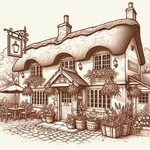 Traditional British Country Pub in Sepia Tones