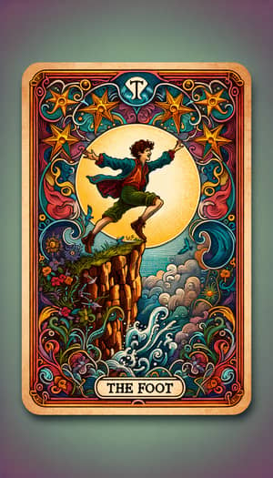 Enchanting Tarot Card 'The Fool' - Vibrant and Whimsical Artwork