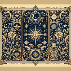 Ornate Tarot Card Frame Design with Celestial Motifs