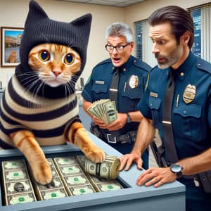 Cat Caught with Cash: Unusual Bank Heist Scene