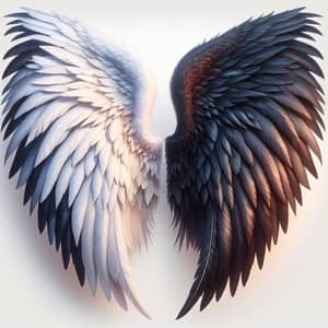 Angel Wings - White and Black Contrast Feathers | Duality Symbol