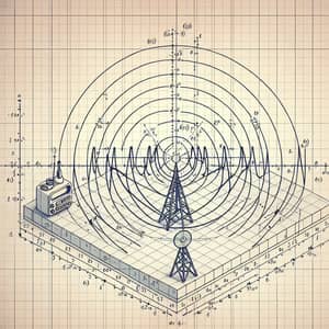 Radio Transmission Setup with Sine Wave - 2D Mathematical Graph