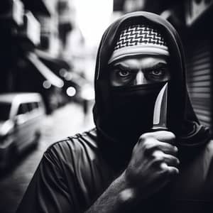 Intense Middle-Eastern Man Portrait in Street Photography Style