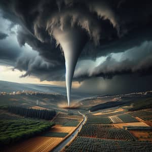 Powerful Tornado in Lebanese Landscape