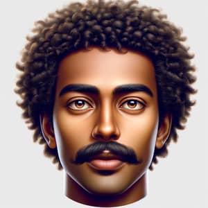 Ethiopian Man with Oval Face and Thick Mustache | Dignified Appearance