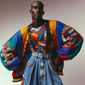 90s Style: Vibrant Fashion Statement by Athletic Black Man
