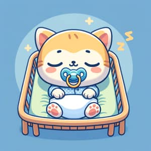 Adorable Newborn Animated Kitten in Diaper Sleeping Peacefully