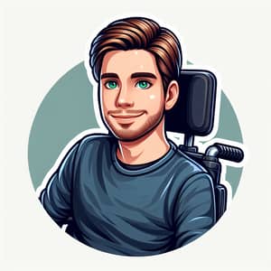 Charming Man with Brown Hair and Green Eyes in Wheelchair