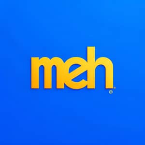 Eye-Catching Vibrant Blue Logo with 'MEH' in Bright Yellow