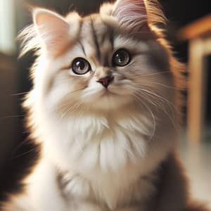 Cute Domestic Cat with Fluffy Fur - Charming and Playful