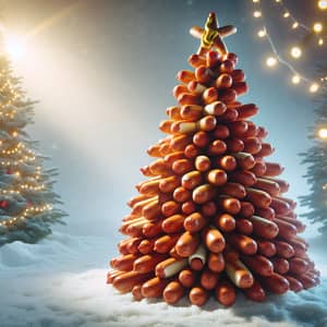 Unique Hot Dog Christmas Tree | Festive Food Art
