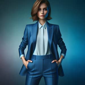 Stylish Woman in Blue Suit - Confidence & Elegance