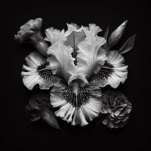 Unique Monochrome Botanical Photograph - Detailed Pressed Flower