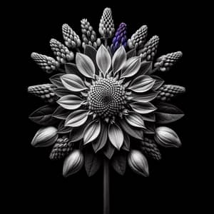 Unique Pressed Flower 'Chimera' - Stunning Monochrome Botanical Photography