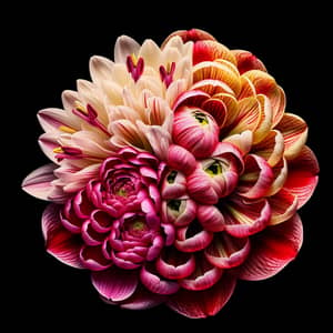 Exquisite Floral Fusion: Chrysanthemum, Amaryllis & Ranunculus Bloom