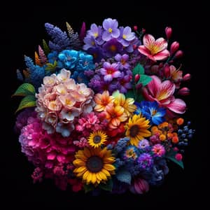 Chimera Flower: Cherry Blossom, Lavender, Sunflower & Azalea in Spectrum of Colors