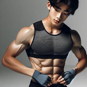 Physically Fit Asian Teenage Boy | Eight-Pack Abdominal Muscles