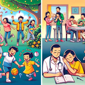 Cheerful Illustration of Diverse Life Scenes