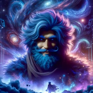 Fantastical Young Man with Blue-Purple Hair | Galaxy Theme