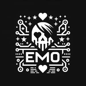 EMO Clan Logo: Emo Style, Black & White Cyber Team Design