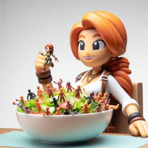 Nami from One Piece: Adventure Eating Salad with Tiny People