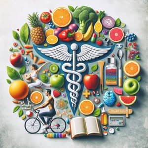 Well-being Collage Art: Fitness, Nutrition & Health Elements