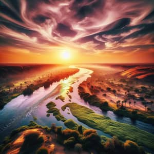 Spectacular Nile River Sunset Landscape