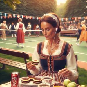 Danish Woman in Traditional Attire Enjoying Park Activities