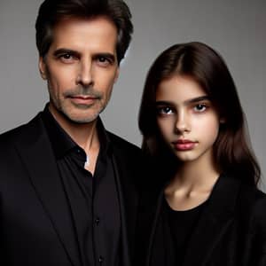 Sinister Vampire: Middle-Aged Man and Dark-Haired Girl in Modern Attire