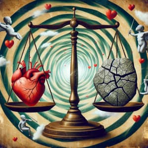 Ethical Dilemma Symbol: Heart vs. Cracked Stone | Swirling Thoughts