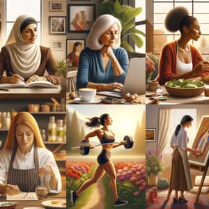Diverse Women Embracing Life: Daily Moments Collage