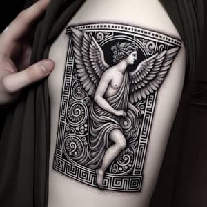 Greek Style Angel Tattoo in Pointillism | An Exquisite 15cm Design