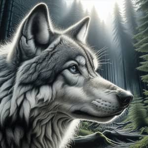 Detailed Image of a Wolf in Natural Surroundings
