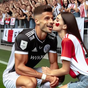 Professional Football Player Sweet Moment with Female Fan