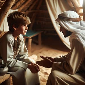 Pre-Islamic Era Conversation Between Young and Elderly Middle-Eastern Men