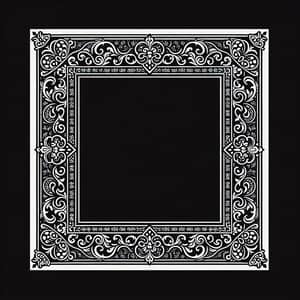 Medieval Style White Border on Black Background
