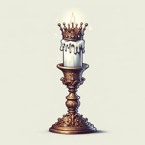 Majestic Candlestick with Golden Crown | Antique Decor