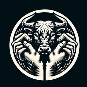 Hands Holding Bull's Horns Logo Design