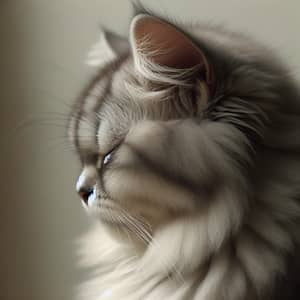 Sleepy Fluffy Cat Profile Picture | Cozy & Tranquil Feline Image