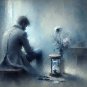 Impressionistic Philosophy: Contemplative Art in Blue & Grey Hues
