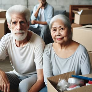 Moving Boxes with Elderly Man and Woman - Personal Transitions