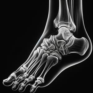 Human Foot X-ray: Anatomical Revealing of Bones and Joints